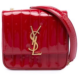 Red Saint Laurent Small Patent Monogram Vicky Chain Bag Red