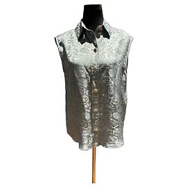 Camicetta senza maniche in broccato di seta Chanel Verde