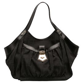 Black Fendi Zucca Canvas Chef Tote Black