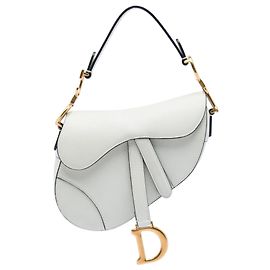 Bolsa Saddle em couro de bezerro granulado branco Dior Mini Branco
