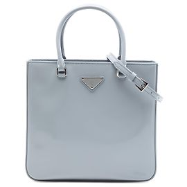 Sac à main bleu en cuir Spazzolato taille Medium Prada Bleu