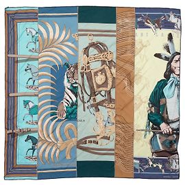 Hermès Sciarpa in seta stampata Hermes Carre En Carres Motif Blu e Multicolore Blu