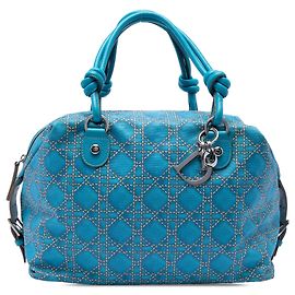 Cherie Handtasche aus blauer Dior Canvas mit Cannage-Print Blau