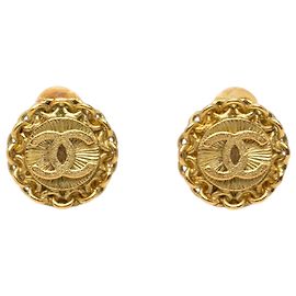 Orecchini a cerchio Chanel CC placcati oro D'oro