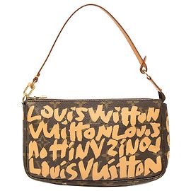 Louis Vuitton Stephen Sprouse Monogram Graffiti Pochette Accessoires Schultertasche Braun Braun