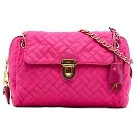 Bolsa crossbody de tecido Prada Impuntu rosa com corrente Rosa