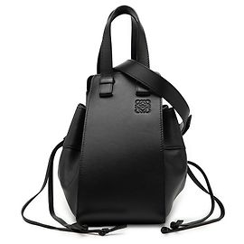 Black LOEWE Small Leather Drawstring Hammock Bag Satchel Black