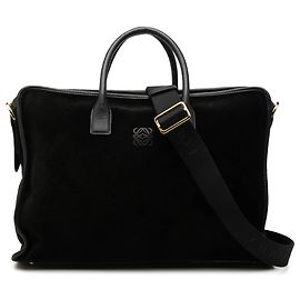 Black LOEWE Suede Amazona Business Bag Black