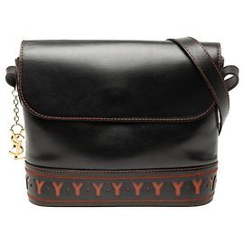 Borsa a tracolla Saint Laurent in pelle nera con intagli Nero