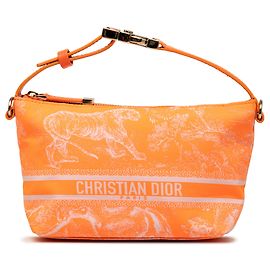 Orange Dior Small Technical Fabric Toile de Jouy Reverse DiorTravel Nomad Pouch Handbag Orange