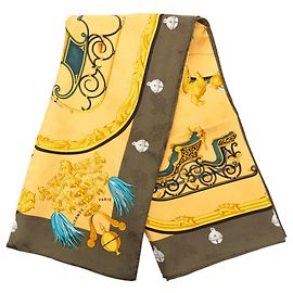 Sciarpa in seta gialla Hermès Plumes et Grelots 90 Scarves Giallo
