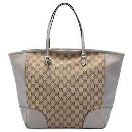 Bolsa Tote Bree em lona GG e couro cinza Gucci Cinza