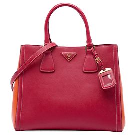 Bolsa Prada Bicolor Saffiano Lux Laranja Laranja