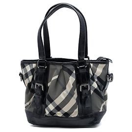 Bolso Lowry de nailon y charol con estampado Beat Check gris Burberry Gris