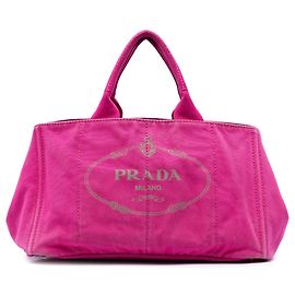 Sac cabas et sacoche en toile Canapa rose avec logo Prada Rose