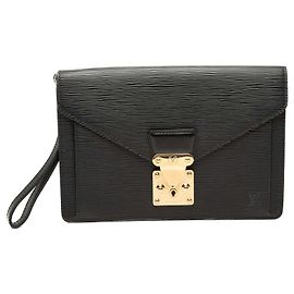 Clutch Louis Vuitton Epi Pochette Sellier Dragonne nera Nero
