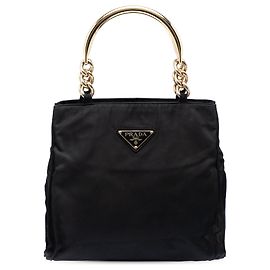 Bolsa Prada Tessuto com alça de metal preta Preto