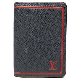 Blue Louis Vuitton Taiga Card Holder Pocket Organizer Blue