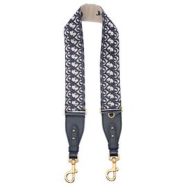 Tracolla per borsa in tela ricamata Dior Oblique blu Blu