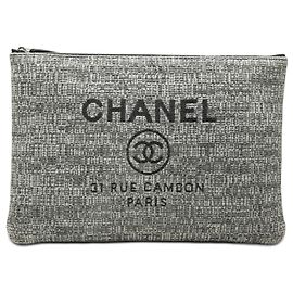 Clutch Chanel Large Tweed Deauville O Case gris Gris