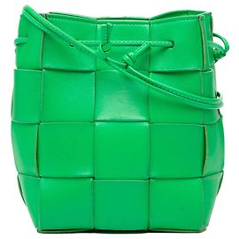 Borsa a secchiello Bottega Veneta Small Nappa Maxi Intrecciato Verde Verde