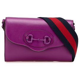 Sac bandoulière Gucci Mini Leather Horsebit 1955 Web violet Violet