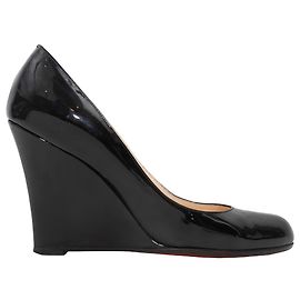 Black Christian Louboutin Patent Wedge Heels Size 40 Black