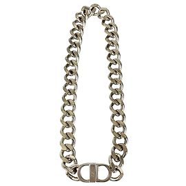 Collier à maillons avec logo CD argenté de Dior, plaqué argent Argenté