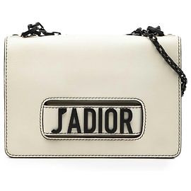 Bolsa de ombro JAdior Chain Flap em couro de vitelo branco Dior Medium Branco