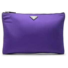 Clutch acolchoada com fecho de correr Tessuto da Prada roxa Roxo