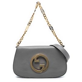 Bolsa de couro de vitelo Blondie cinza com corrente Gucci Small Cinza