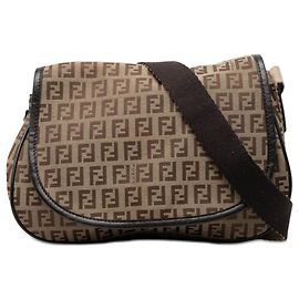 Bolsa transversal Fendi Zucchino em canvas marrom Marrom