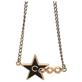 Collier pendentif Coco Star en émail plaqué or Gold Chanel CC Doré