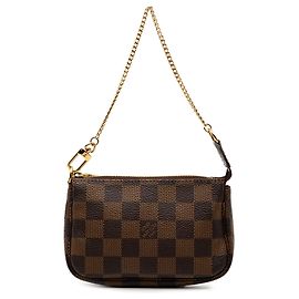 Brown Louis Vuitton Damier Ebene Mini Pochette Accessoires Handbag Brown