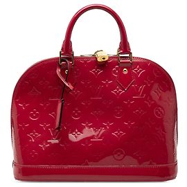 Red Louis Vuitton Monogram Vernis Alma PM Handbag Red