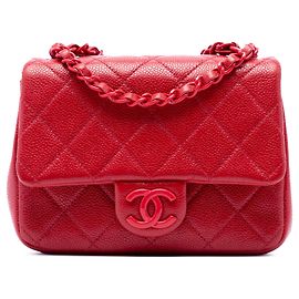 Bolsa transversal Chanel Mini Square Caviar Incognito Flap vermelha Vermelho