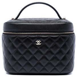 Vanity Case Chanel Medium CC gestepptes Caviar Schwarz Schwarz