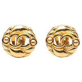 Orecchini a cerchio rotondi CC placcati oro Chanel Gold D'oro