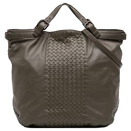 Bolsa satchel de napa marrom com acabamento Intrecciato Bottega Veneta Marrom