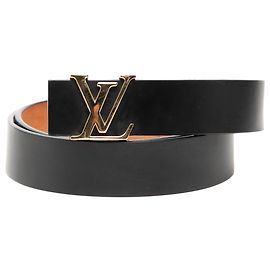 Black Louis Vuitton Leather Initiales Belt Black