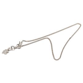 Colar com pingente de strass CC em latão prateado Chanel Prata