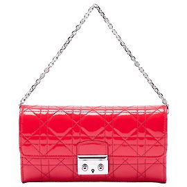 Red Dior Patent Cannage Miss Dior Wallet on Chain Handbag Red