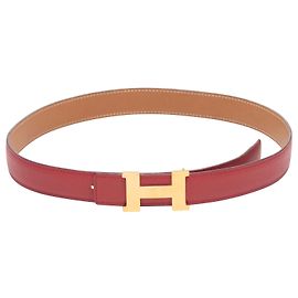 Hermès Roter Hermes Ledergürtel mit Logo Größe US S Rot
