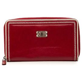 Red Chanel Distressed Calfskin Reissue 2.55 Zip Around Long Wallet Red