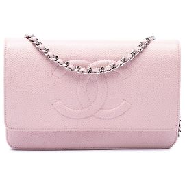 Borsa a tracolla Chanel CC Caviar rosa Rosa