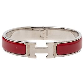 Bracciale Hermès Narrow Enamel Clic H PM Orecchini da Costume Rosso
