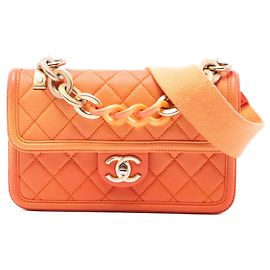 Bolsa Chanel Small Quilted Caviar Sunset On The Sea Laranja Laranja