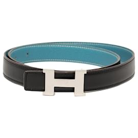 Hermès Cintura reversibile Constance H in Box Calf e Togo blu Blu
