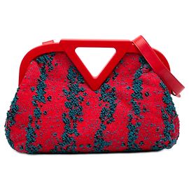 Bolso Bottega Veneta Medium Boucle Tweed The Point Triangle Rojo Roja