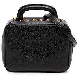 Black Chanel Medium CC Caviar Vanity Case Satchel Black